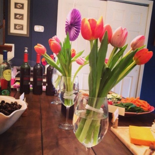 Result: Tulips in Wine Glasses!